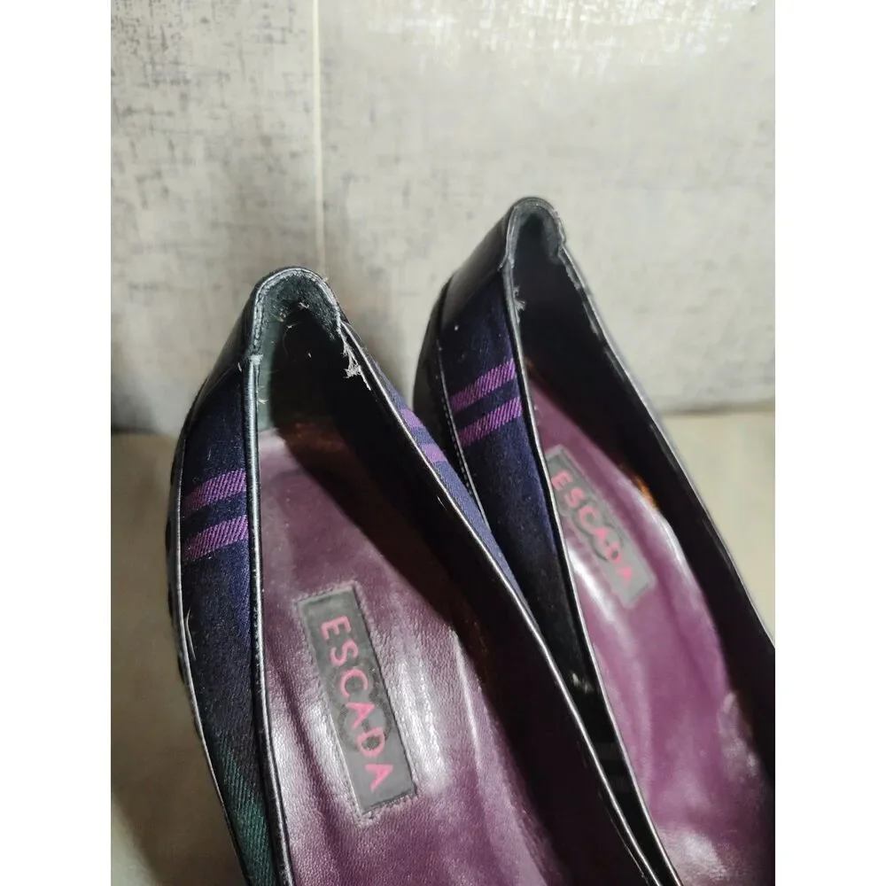 Escada Women's Plaid Multicolor Heels Sz 39.5